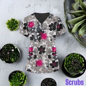 🌺NEW Bright Floral Print Scrub/Uniform Shirt 2XL🌺